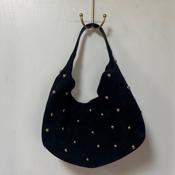 Madewell Mylie Studded Suede Hobo Shoulder Bag Juniper Berry Blue - Picture 3 of 10